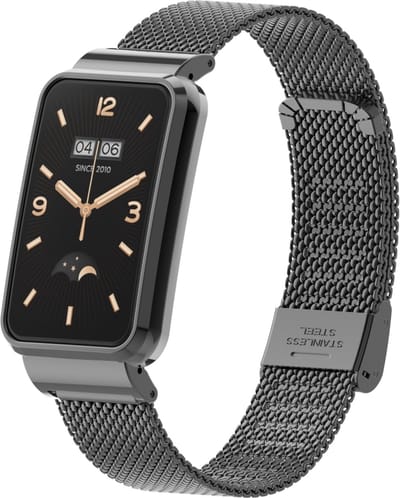 By Qubix - Milanese bandje met case - Zwart - Geschikt voor Xiaomi Smart Band 7 Pro / Mi Band 7 Pro bandje