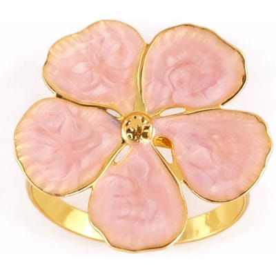 10 pièces Anneaux de Serviette Fleur à Cinq Pétales Élégants Boucles Porte-Serviettes en Métal pour Décorations de Table à Manger Rosé beige