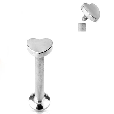 Piercing plat hartje chirurgisch staal 1.2x6 - zilver - LMPiercings