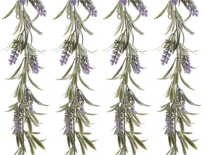 Decoris Lavendel Bloemen slinger - 4x stuks - Paars - kunstplanten - 80 cm- Kunstplanten/kunsttakken