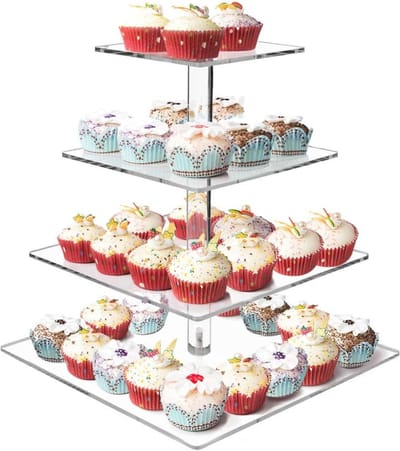 Stellar cupcake-displaystandaard - 4-tier vierkante Cupcake-Toren - Cupcake Display - Gebak Standaard - Dessert Tree - Taart Toren - Taartplateau
