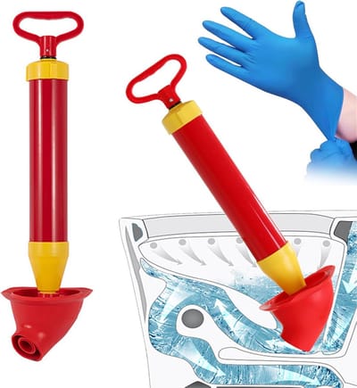 Drain Cleaner voor Sink en Toilet - DrukLucht Afvoerontstopser met Nitril Handschoenen - Compressed Air Tube Cleaner - WC Plunjer - Afvoer Reiniger
