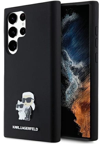 Karl Lagerfeld Silicone Karl&Choupette Metal Pin case for Samsung Galaxy S24 Ultra - black