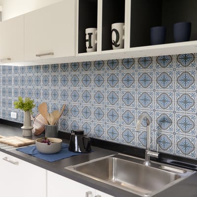 Zelfklevende tegelmuurstickers voor keuken en badkamer - 60 Azulejos Assia tegelstickers - 60 stickers 20x20cm