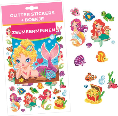 Zeemeerminnen Glitter Stickers met Plakboekje - 1 Stickervel met Glitterstickers en Boekje