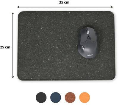 Muismat BEN - Antislip - Zwart gespikkeld - Gerecycled leerafval - Duurzaam