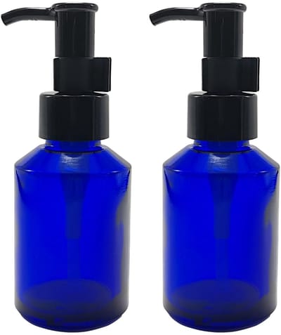 Dailygoods- Glazen Lotionpompfles 60ml - 2 Stuks - Zwart Pompdeksel