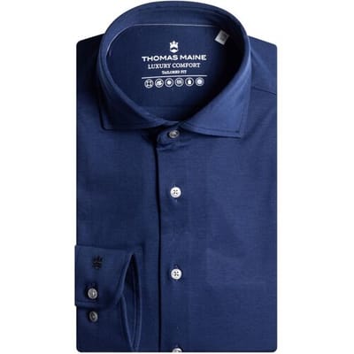 Thomas Maine Overhemd Roma Modern Kent Luxury Comfort Diep Blauw / male