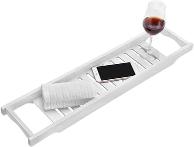 Badplank Badkuip - Badaccessoire Plank - Ontspanning Thuis - Hoge Kwaliteit Hout - 70 cm - Wit
