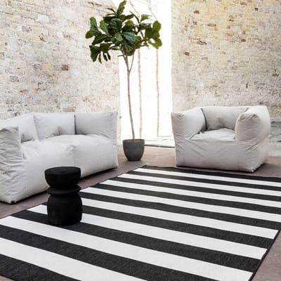 Buitenkleed Stripes zwart/wit dubbelzijdig - 160 x 230 cm - (M)