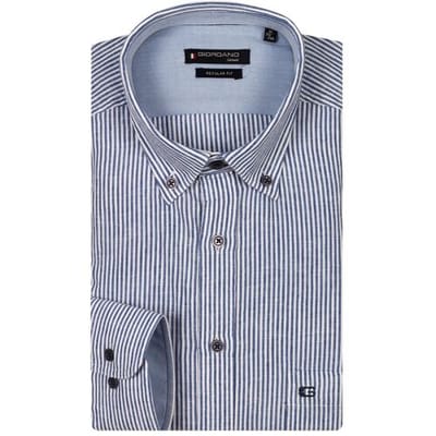 Giordano Overhemd Ivy Button Down Washed Cotton Linnen Stripe Navy / male