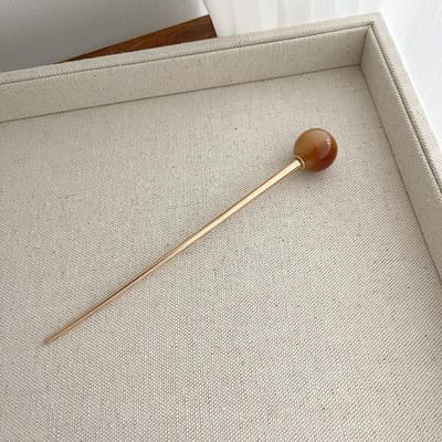 Retro Metalen Haarspelden Glazen Kralen Hanger Haarspeld voor Vrouwen Elegante Chinese Stijl Oude Stijl Klassieke Sieraden Accessoires bruin