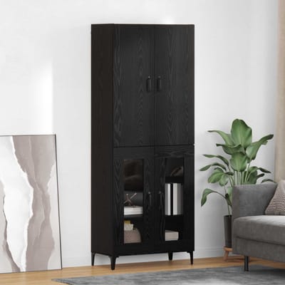 vidaXL - Highboard - Zwart - Eiken - 69,5 - x - 34 - x - 180 - cm - Bewerkt - hout