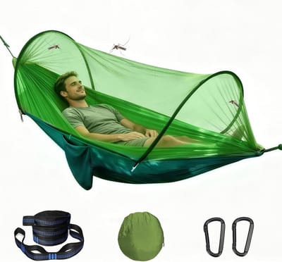 Hangmat Outdoor - Kampeerhangmat Reishangmat - Ontspannen Buiten - Met Muggennet - 260 x 140 cm - Fruitgroen