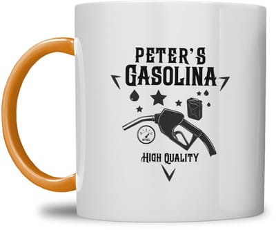 Mok | Gepersonaliseerde Gasolina Koffiemok met Naam | Koffie is Mijn Brandstof | Oranje