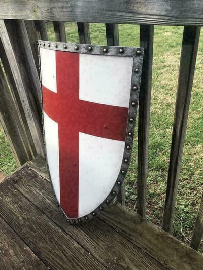 Ridder Schild - Tempeliers Decoratie - Historische Re-enactment - Antieke Afwerking - 28 Inch - Antiek