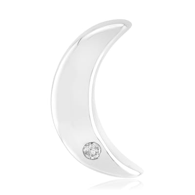 Cavill - Zilveren Hanger - 925 Sterling Zilver Gerhodineerd - I1 G Diamant 0,029 ct Ronde Briljant - Halvemaan Vorm - Elegante Ketting Hanger