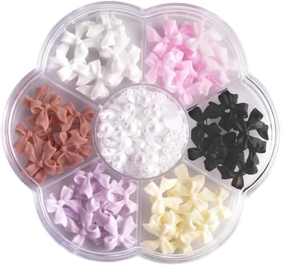 Kleurrijke Strik Knoop Nail Studs Set, 3D Strik Knoop en Rhinestones voor Nail Art Decoratie