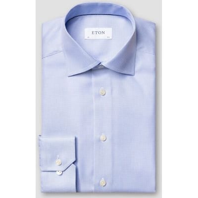 Eton Overhemd Semi Solid Rich Textured Twill Organic Cotton Licht Blauw / male