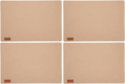 Placemats/onderleggers voor op tafel - 4x stuks - beige - 30 x 45 cm - met ronde hoeken - Diner/ontbijt