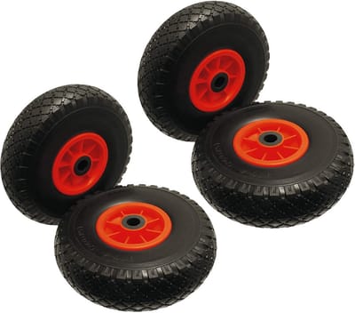 Set van 4 Stevige PU Schuimwielen voor Kruiwagen of Jockey Trolley 10 Inch