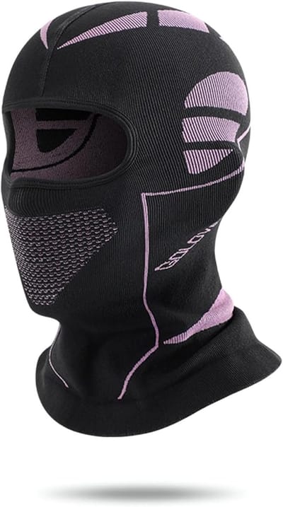 Professionele winter skicapuchon en bivakmuts, unisex, motorcapuchon, helmvoering, ademende nekwarmer, geschikt voor skiën, fietsen, motorrijden en andere sporten. Één maat, past iedereen.Zwartpaars