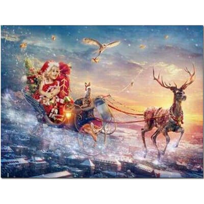 Diamant borduurwerk kerstmeisje in slee 5D DIY diamant mozaïek diamant schilderij 20X30CM beige
