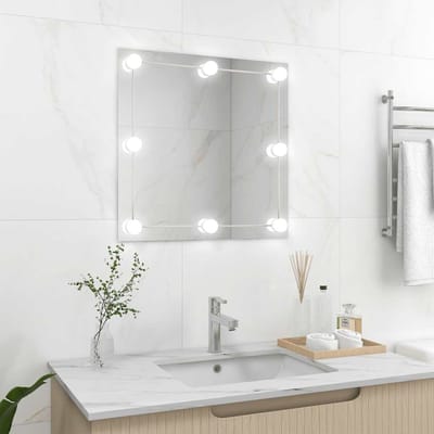 vidaXL - Wandspiegel - met - LED-lampen - vierkant - glas