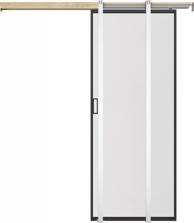 Vente-unique Schuifdeur met klamplaagsysteem - Aluminium en gehard matglas - H205 x L93 cm - LINCI II