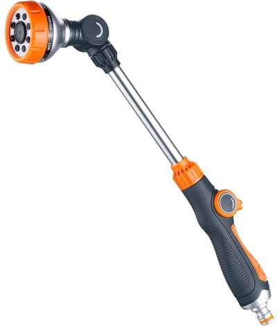 TOVBMUP Lange handdouche - Tuindouche - Multifunctioneel sproeipistool - Tuinslangsproeier - Afneembaar - Met 8 sproeistanden - 47 cm