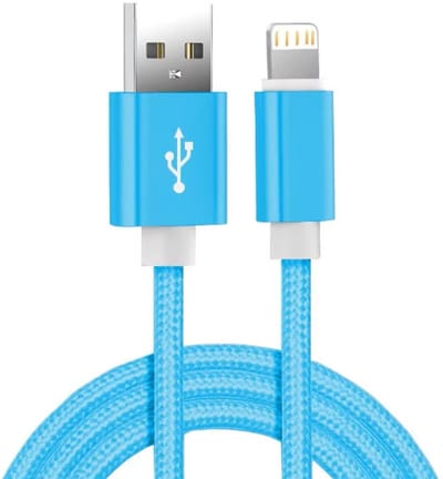 Oplaadkabel 1 Meter - USB A naar 8-pins kabel Geschikt voor: iPhone XR / XS MAX / X & XS / 8 & 8 Plus / 7 & 7 Plus / 6 & 6s & 6 Plus & 6s Plus / iPad - blauw