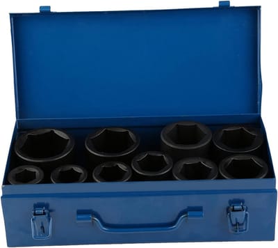 10-delige dopsleutelset voor zeskant moeren 22-50 mm met impact sockets