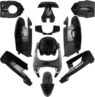 Kit carénage noir brillant pour scooter Peugeot 50 Vivacity 2008 à 2020 10 piece