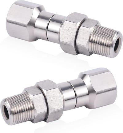 Hoge Druk Slang Koppeling 3/8" NPT, RVS 360° Kink-vrij Draaiadapter tot 4500 PSI voor Hogedrukreinigers en Slangen
