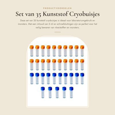 Dailygoods- Cryobuisjes 5ML - Kunststof Buisjes met Deksel - Afgesteld met Markeringen - Voor Laboratorium - Geschikt voor Lage Temperatuur - Eenvoudige Bediening - Monsterbuisjes