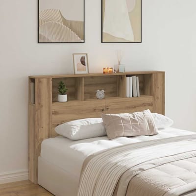 vidaXL - Hoofdbordkast - Artisan - Eiken - 160x18,5x103,5 - cm - Bewerkt - Hout