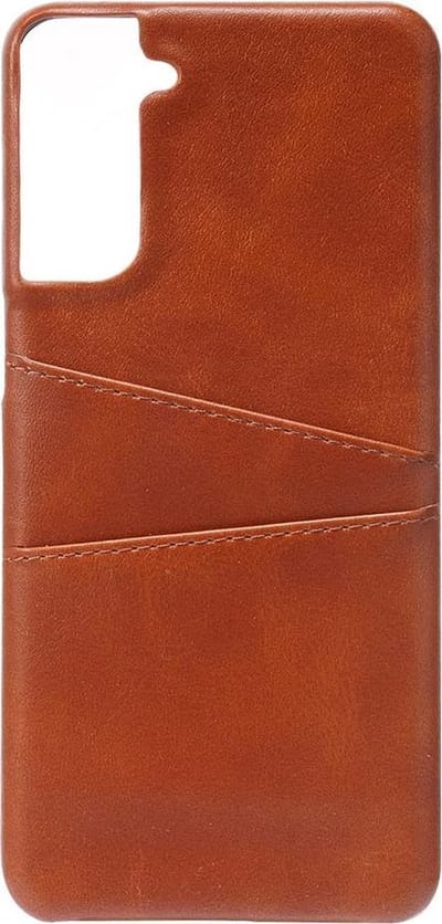 Shop4 - Samsung Galaxy S21 Plus Hoesje - Harde Back Case Cabello met Pasjeshouder Bruin
