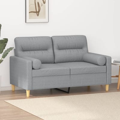 vidaXL - Tweezitsbank - met - sierkussens - 120 - cm - stof - lichtgrijs