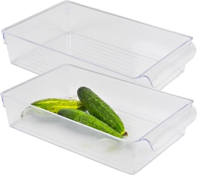 Urban Living Koelkast organizer mand/bak - 2x - transparant - kunststof - L32 x B20 x H7cm - 5 liter
