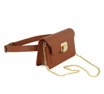 Solier Bianca F34 - heuptas dames - bruin - saffiano eco leer - verstelbare band - goudkleurige details