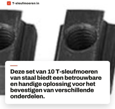 Dailygoods- T-sleufmoer 10 Stuks - Carbon Staal - Zwart Oxide - M8/M10/M12 - Schokbestendig - Rationeel Ontwerp