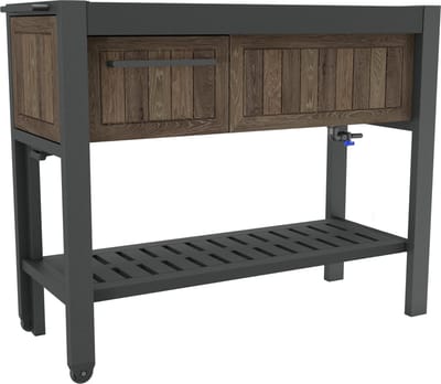 Keter Hosting Partytafel met Koelbox - 112 x 43 x 90 cm – Antraciet/Bruin