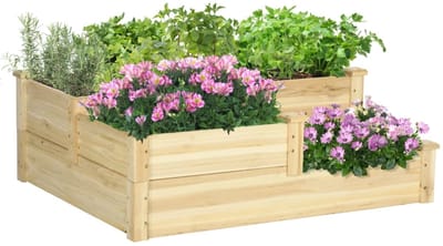 Grote Plantenbak - Luxe Bloembak - 3 Plantenbakken - 3-laags Ontwerp - Verhoogd Plantenbed - Tuinbed - Kweekbak - Moestuinbak - Kruidenbed - Weerbestendig - voor Buiten, Terras, Tuin & Balkon - voor Groenten, Bloemen & Kruiden - 108 x 88 x 36 cm