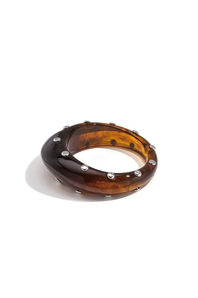Hars bangle armband met studs - Amber - Verkleurt niet - Cadeau - Goudlief.nl