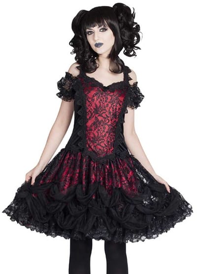 Sinister - 974 Korte jurk - 6XL - Rood/Zwart