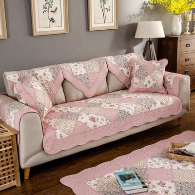 Splice Grid Bloemen Bankkussen Handdoek Katoen Antislip Kinderen Huisdier Modulaire Bankhoes Bank Zitmat voor Woonkamer Huisdecoratie 70x70cm 1pcs