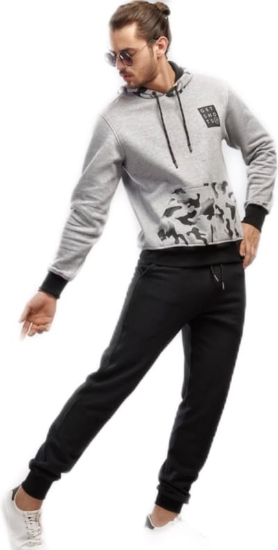Embrator mannen Joggingpak grijs melange/zwart maat M