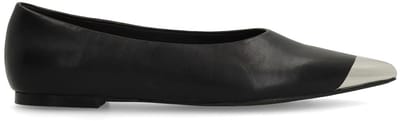 Sacha - Dames - Zwarte ballerina's met zilverkleurig detail - Maat 36