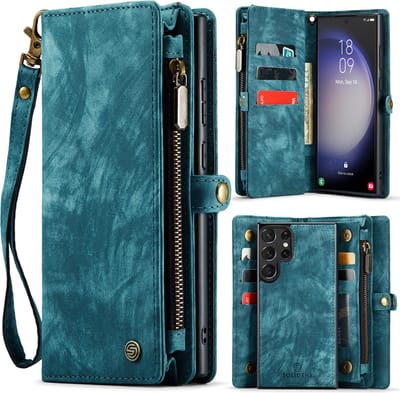 Geschikt Voor Samsung Galaxy S24 Ultra Hoesje Wallet - Solidenz Wallet Case S24 Ultra - Telefoon hoesje S24 Ultra - Portemonnee hoesje S24 Ultra - Blauw