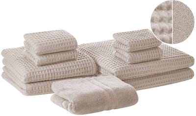 AREORA - Handdoek set van 9 - Beige - Katoen